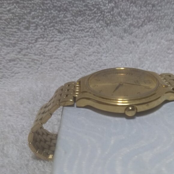 Seiko Quartz Watch V701-6K69 Thin All Gold Bracelet Men New Bat Clear Great !!! - Picture 6 of 13